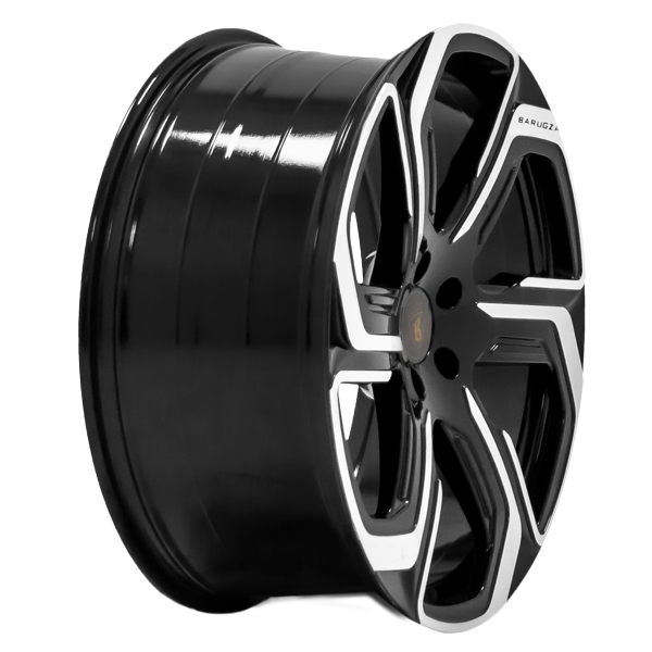Concave shot of Barugzai Sabre 22” alloy wheel in Gloss Black Polished
