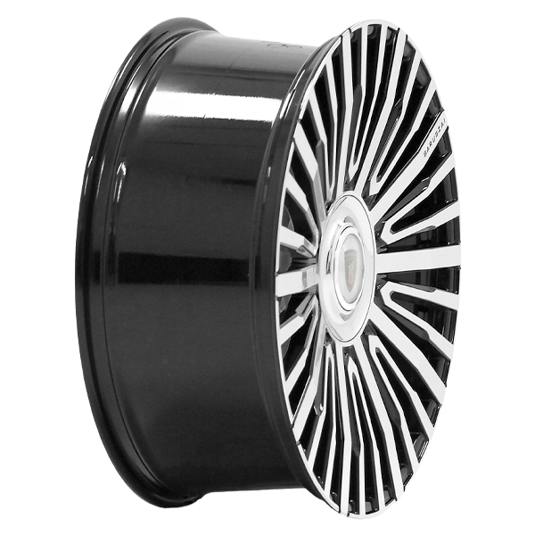 Concave shot of Barugzai Casanova 22/23” alloy wheel in Gloss Black Polished